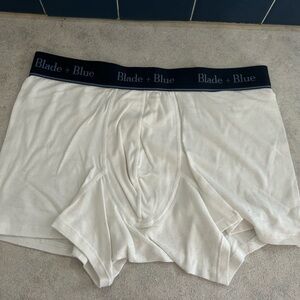 Blade + Blue men’s soft brief medium white trunk. Made in USA
